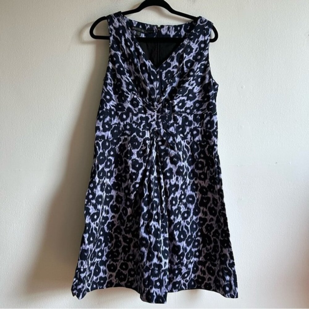 Lafayette 148 Sz 14 Purple Leopard Print A Line Dress